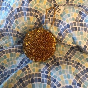 NWT Gold Bead & Sequin Ball Christmas Ornament